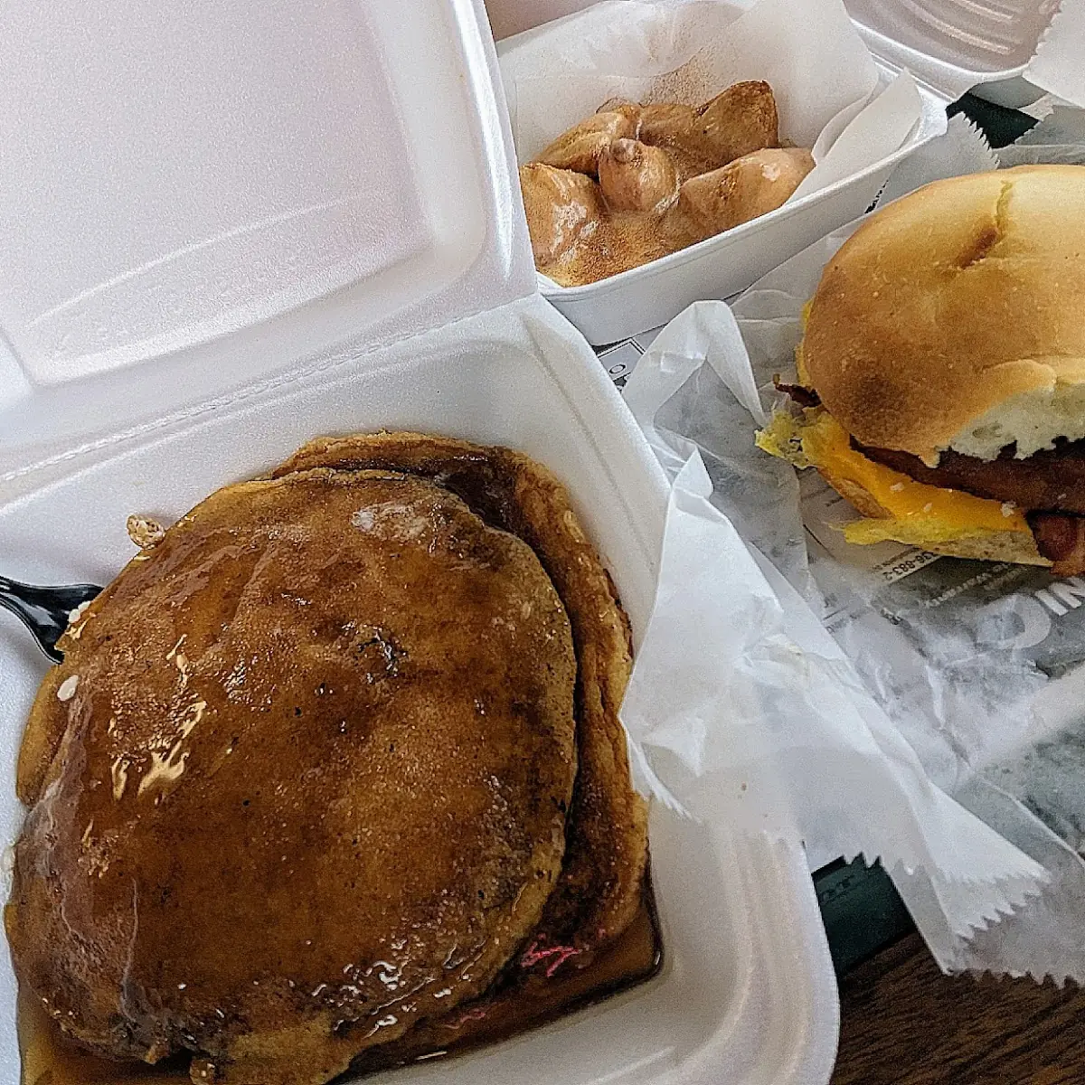 Pancakes Bacon Egg N chz Biscuit Cinna Bites
