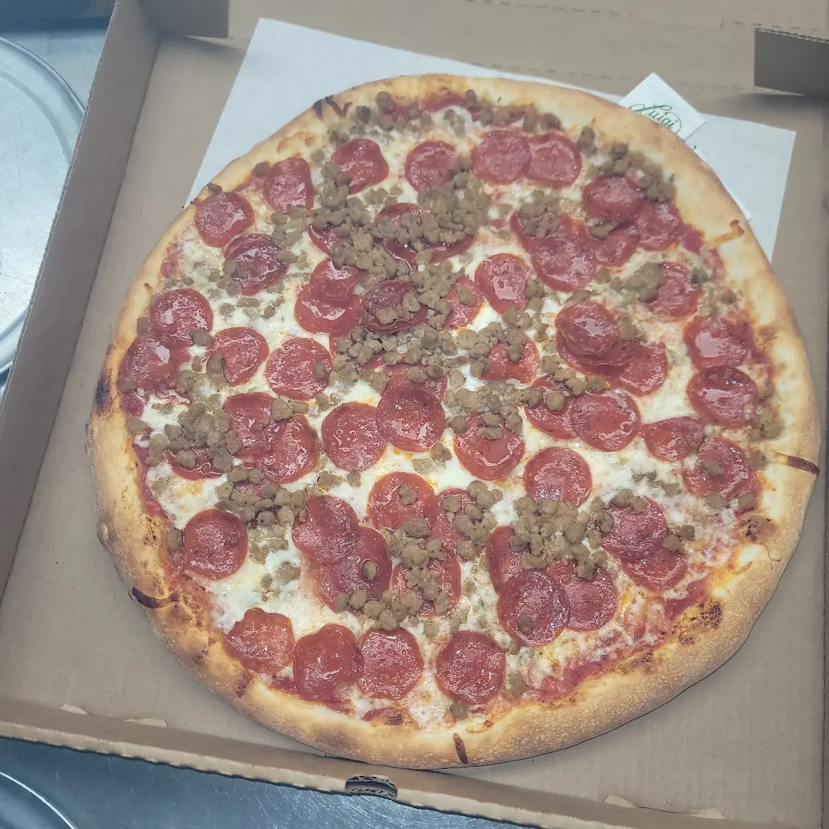 Pepperoni Pizza with Red Pepper Flakes