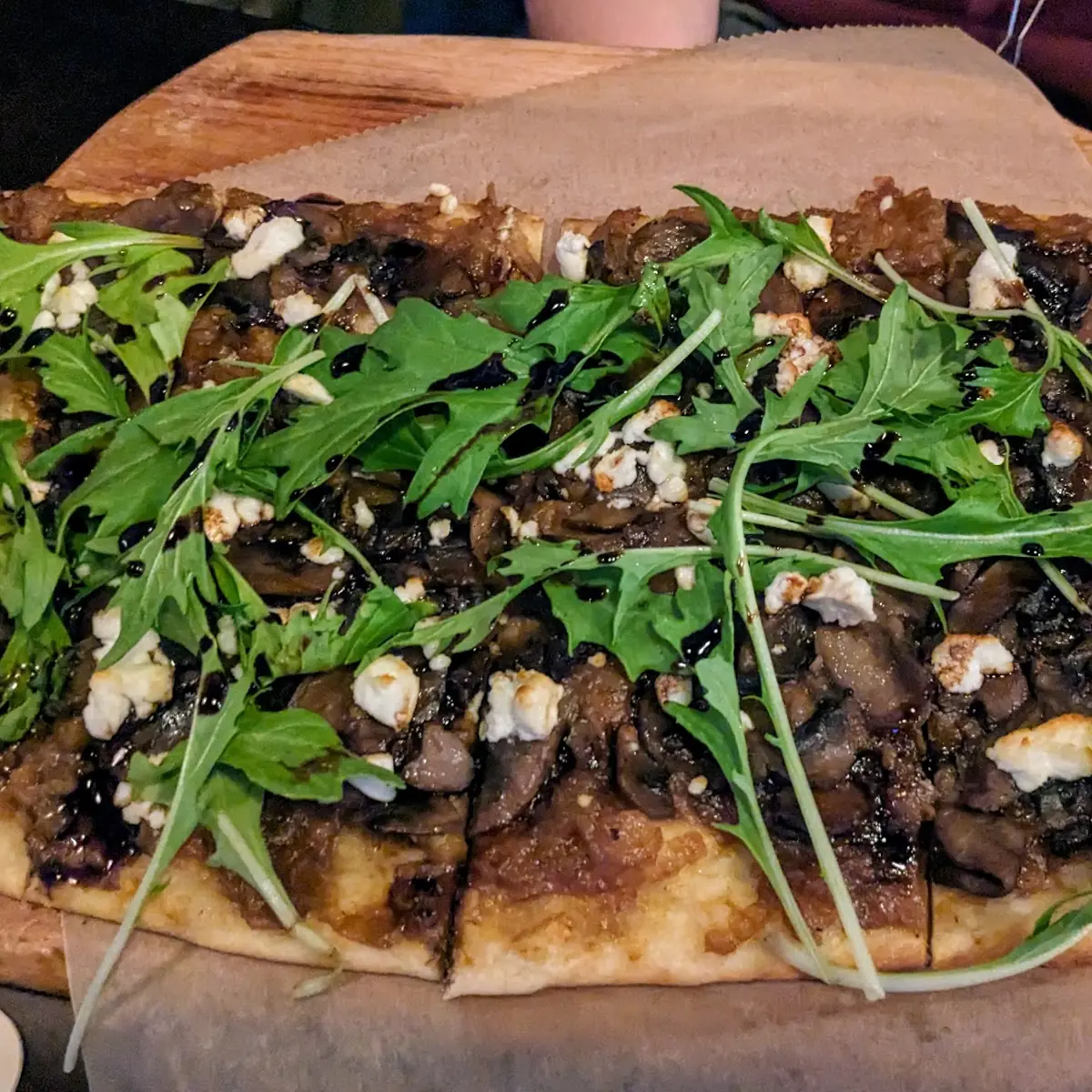 Mushroom Onion and Goat Cheese Flatbread