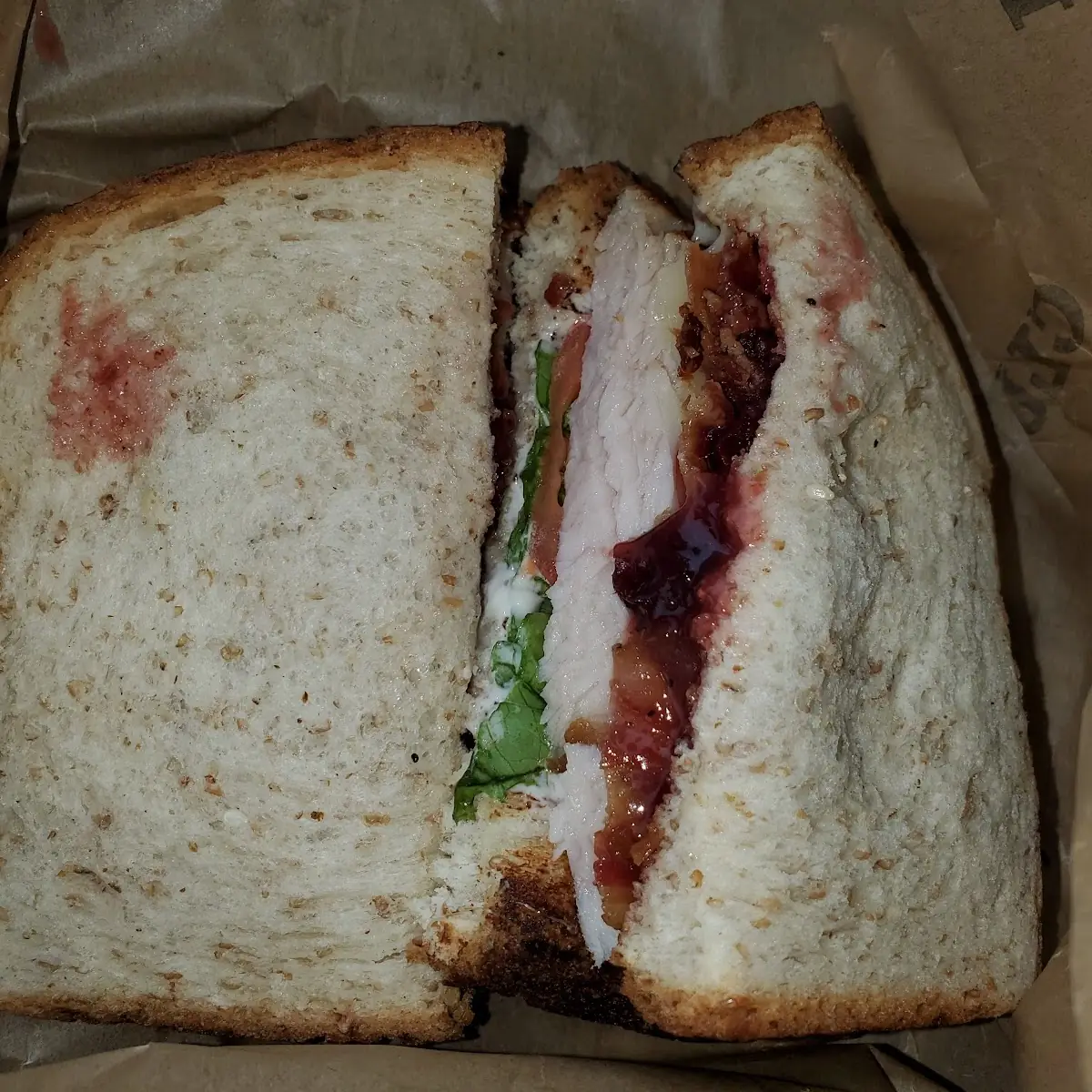 Turkey Bacon and Cranberry Sandwich