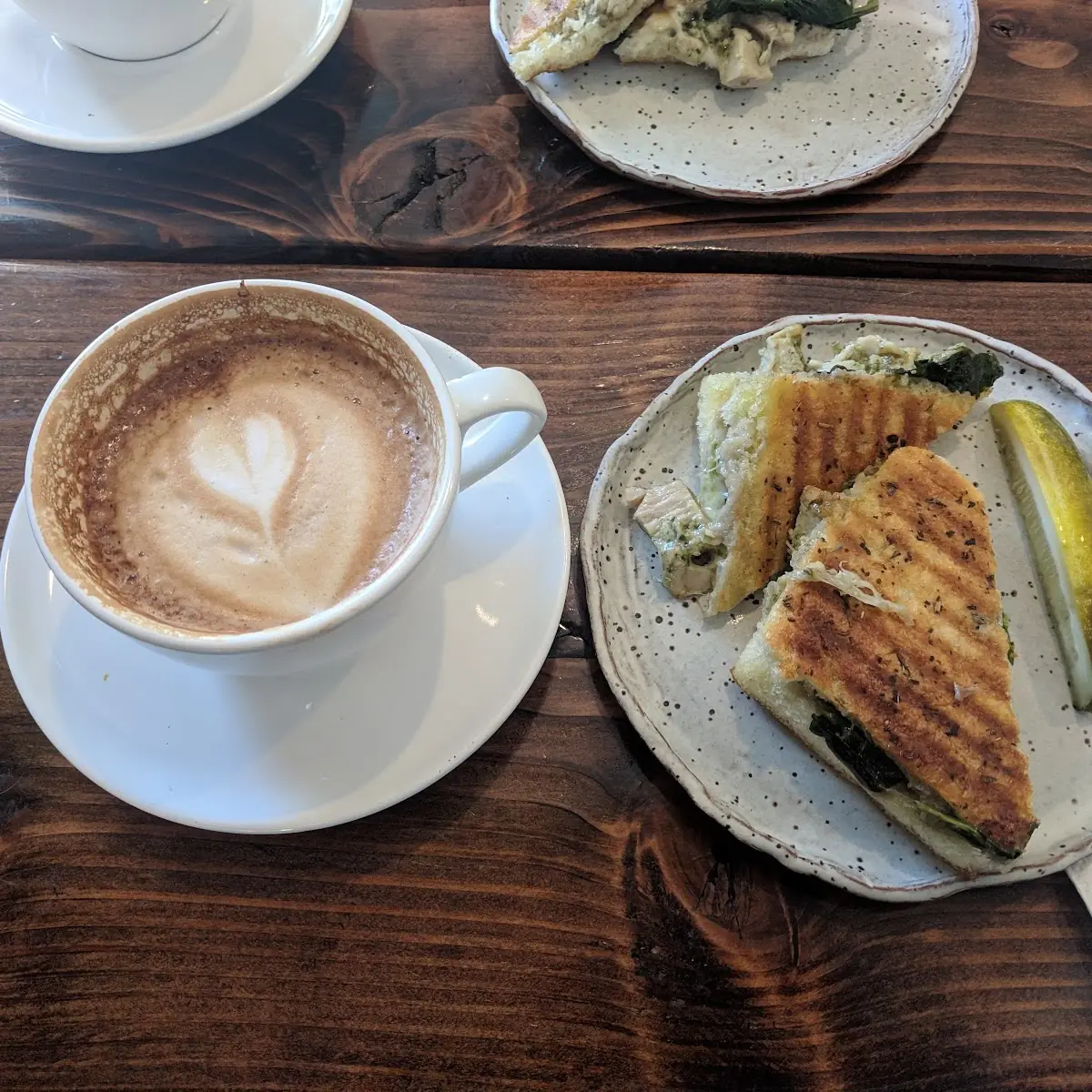 Mocha Latte & Chicken Pesto Panini