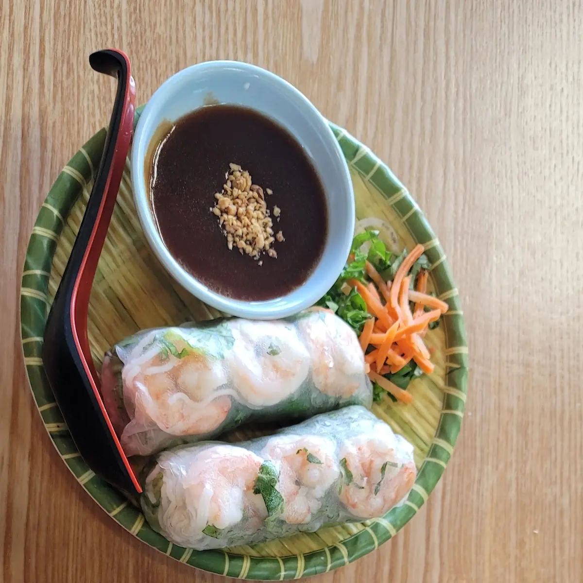 Shrimp Spring Rolls and Dumpling Soup