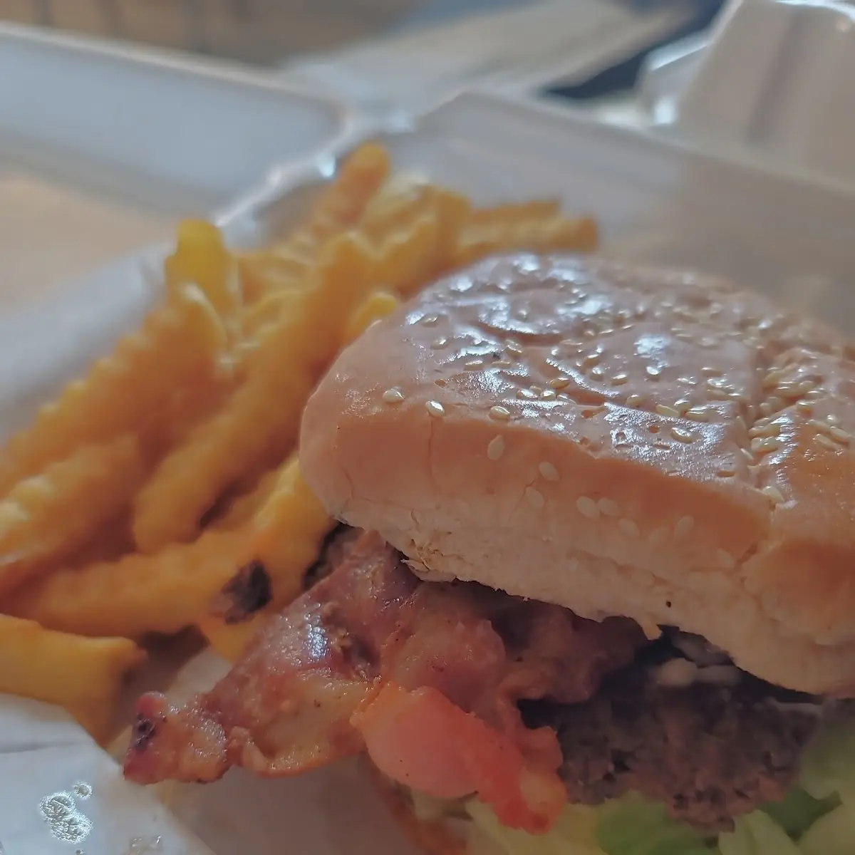Bacon Burger and Fries