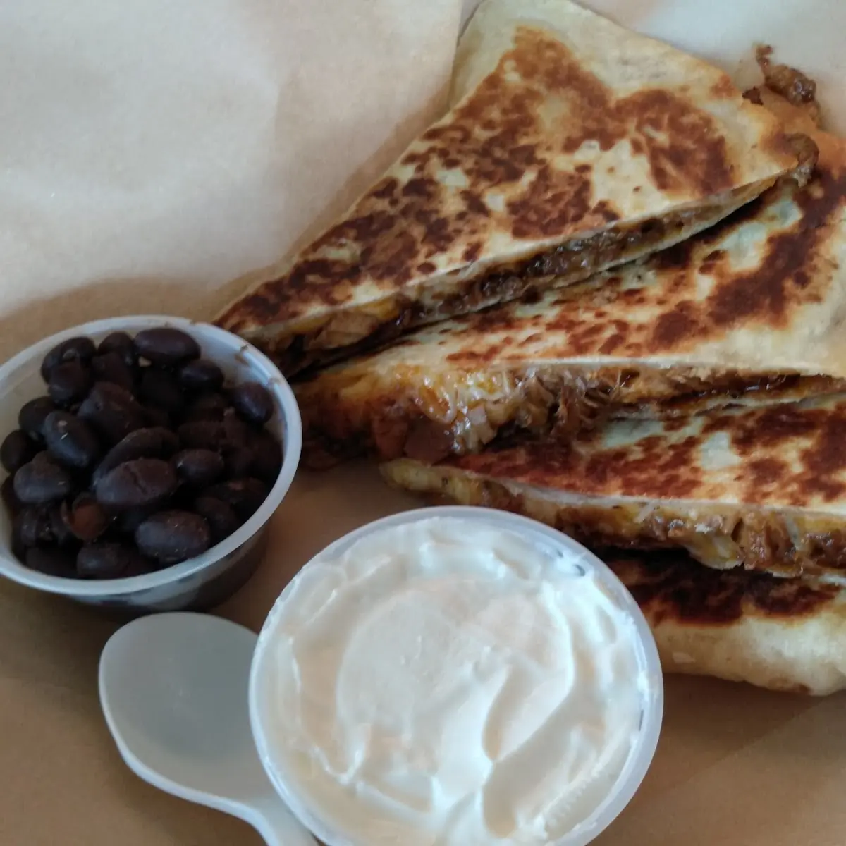 Quesadilla and Black Beans