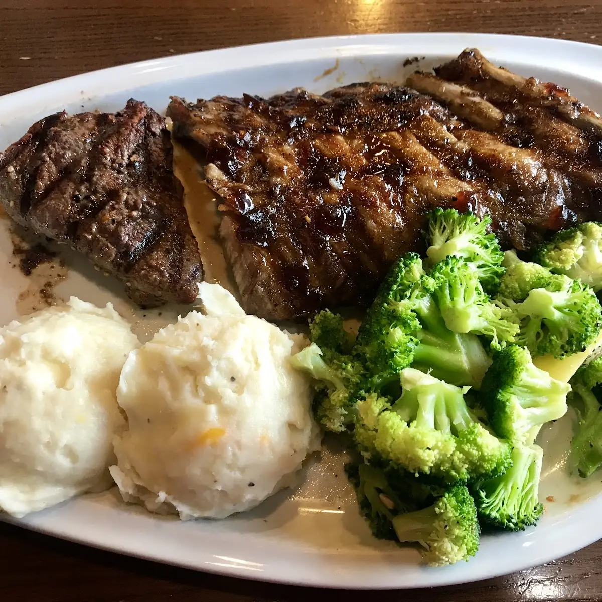 Half Rack Ribs Steamed Broccoli Mashed Potatoes