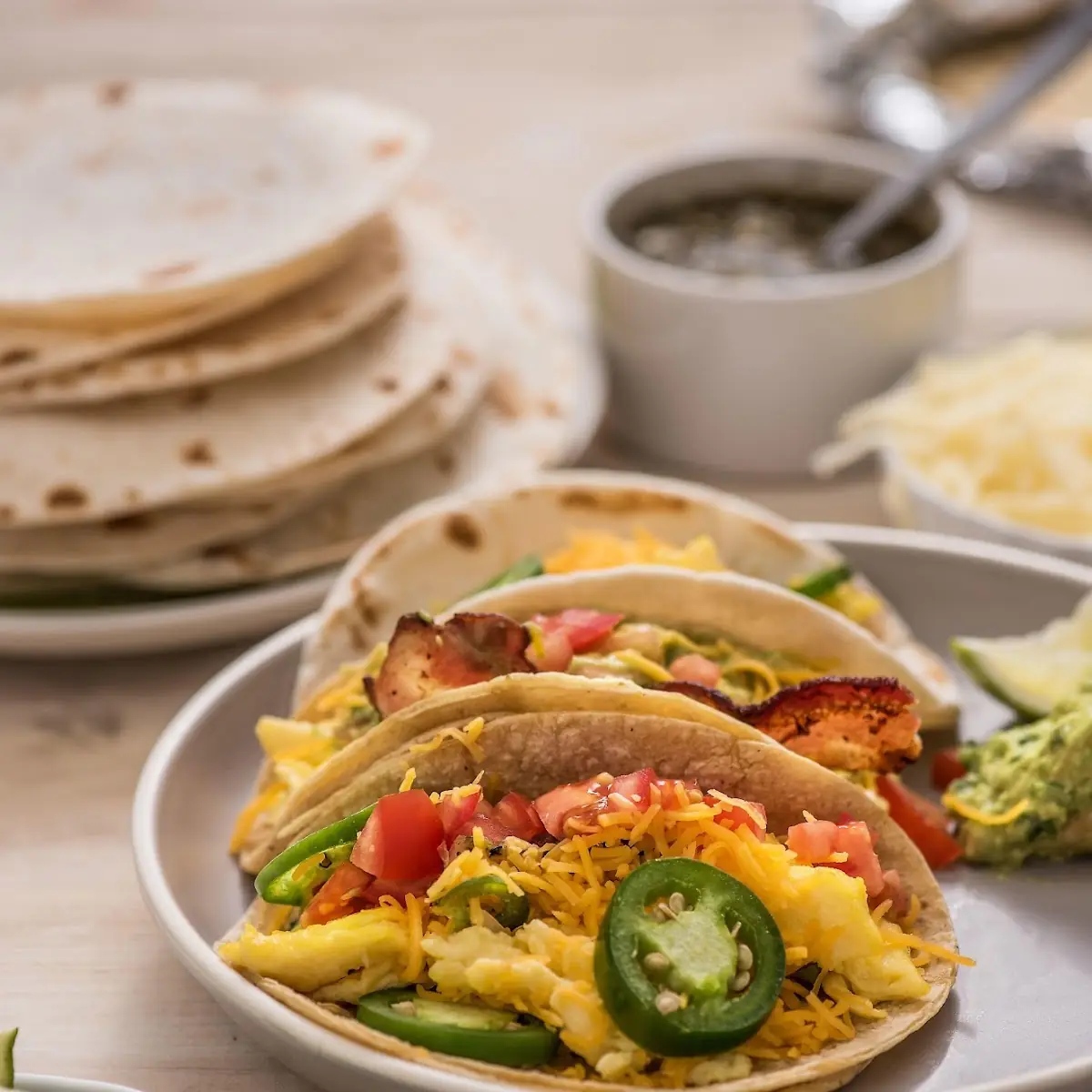 Grilled Vegetables Egg Cheese Breakfast Taco