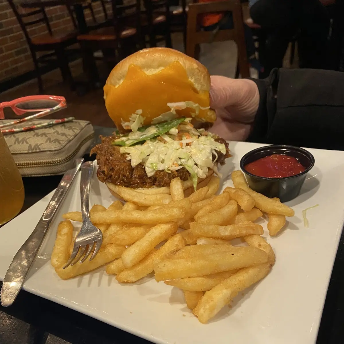 Pulled Pork Sandwich with Cheddar Cheese