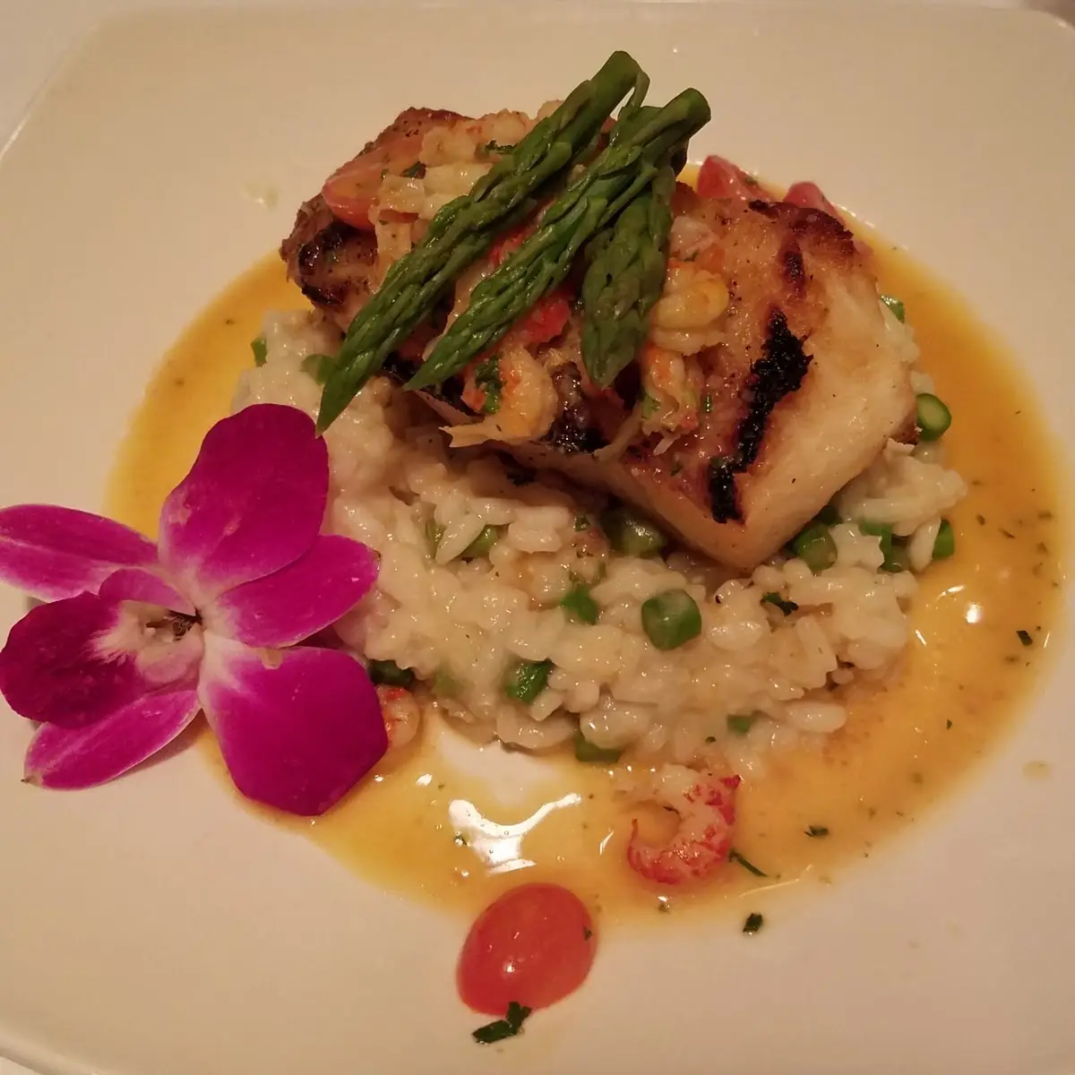 Sea Bass with Asparagus Risotto