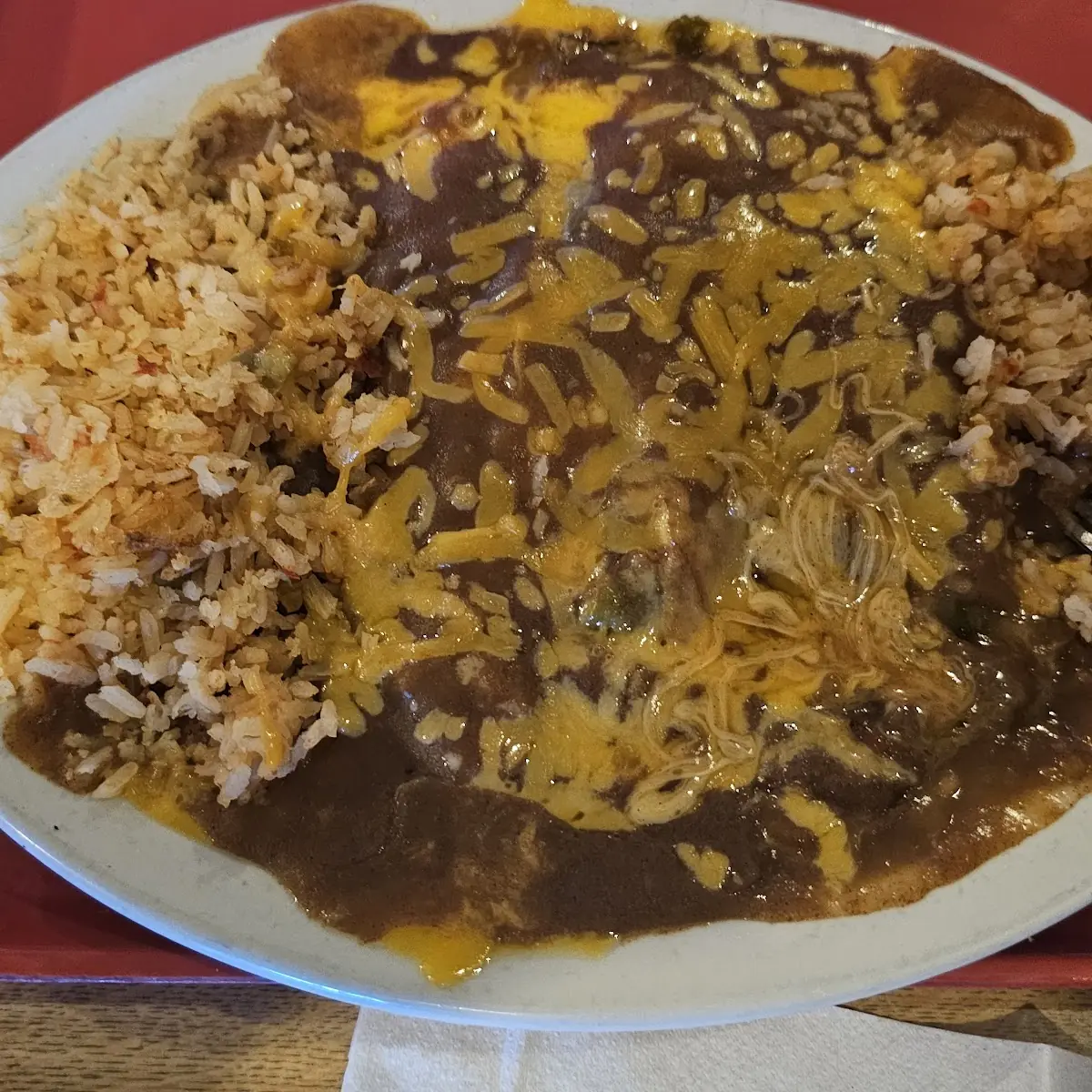 Cheese Enchilada and Chile Rellano with Rice
