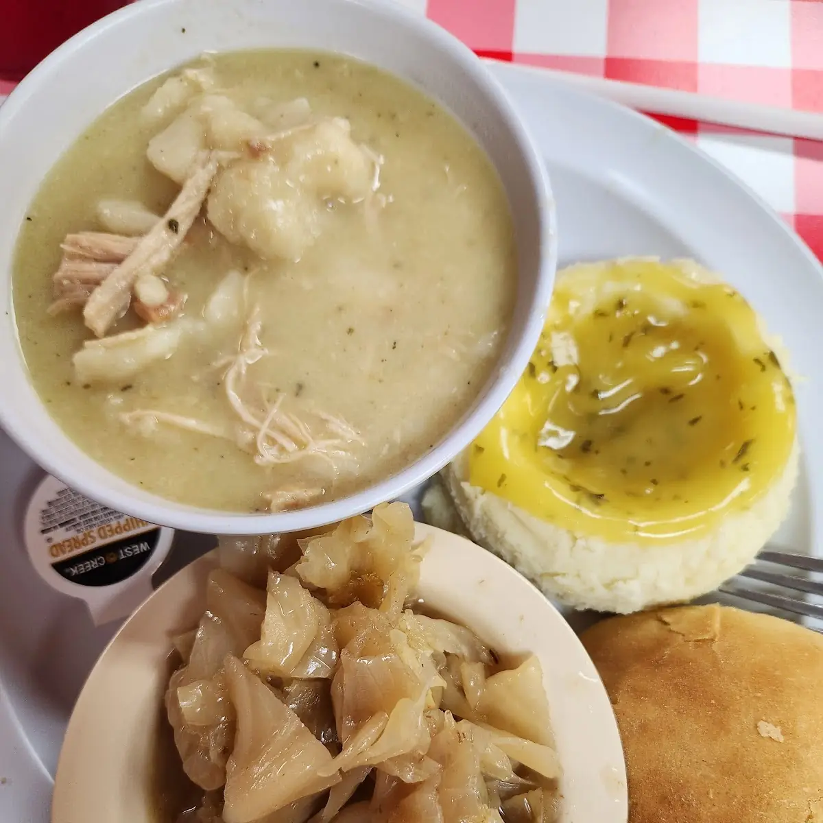 Chicken and Dumplings Mashed Potatoes Cabbage
