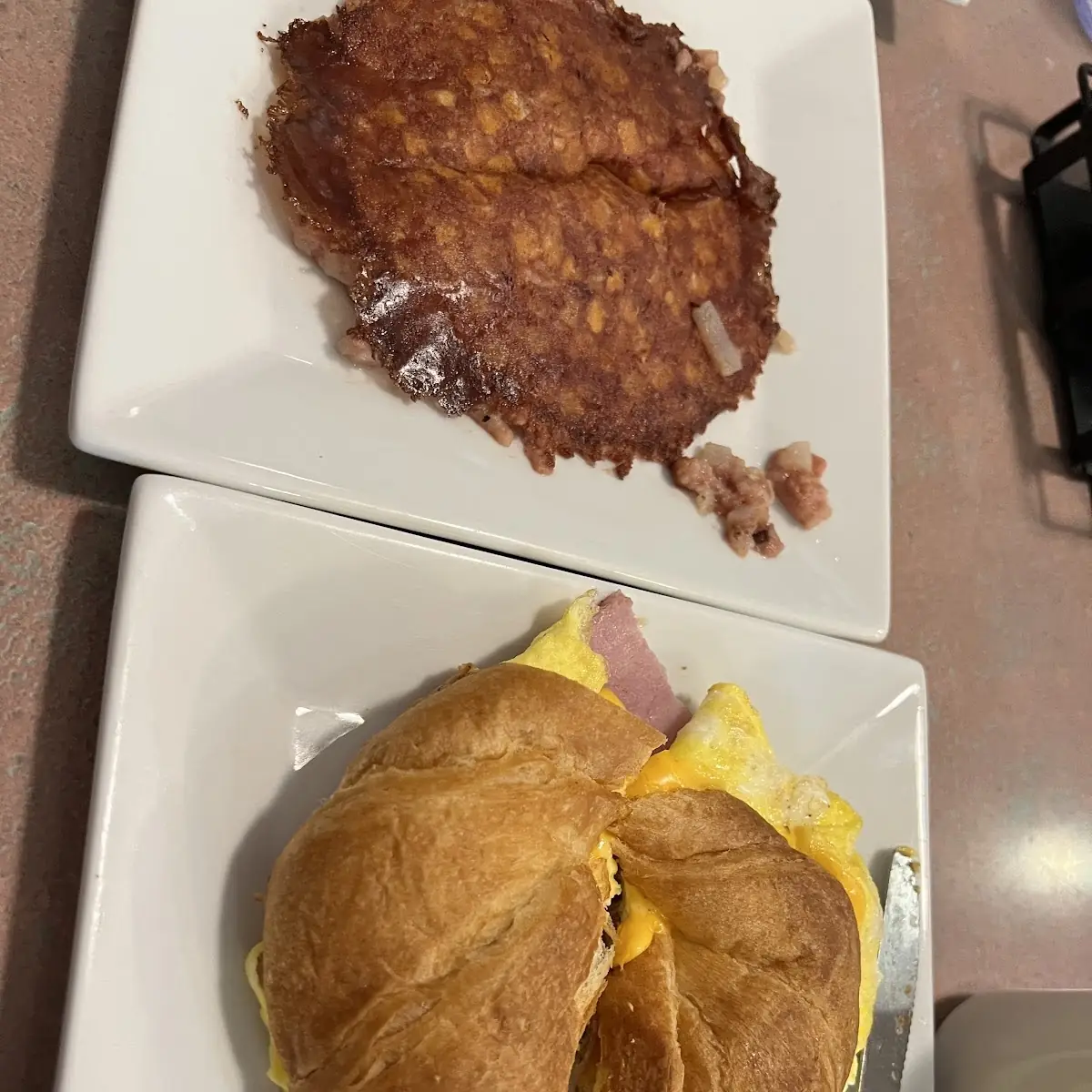 Breakfast Sandwich on a Croissant with Ham & Cheese