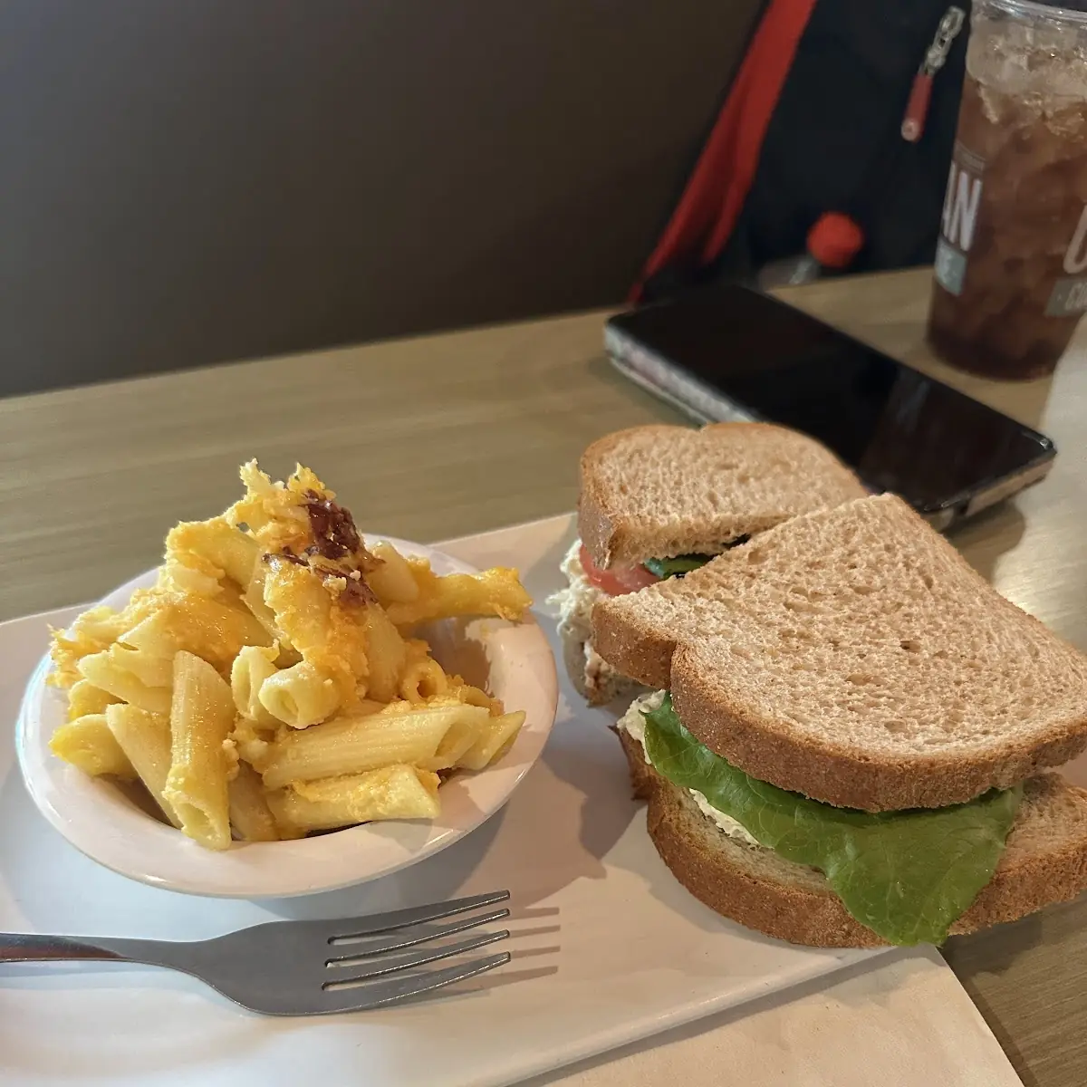 Chicken Salad Sandwich and Mac and Cheese