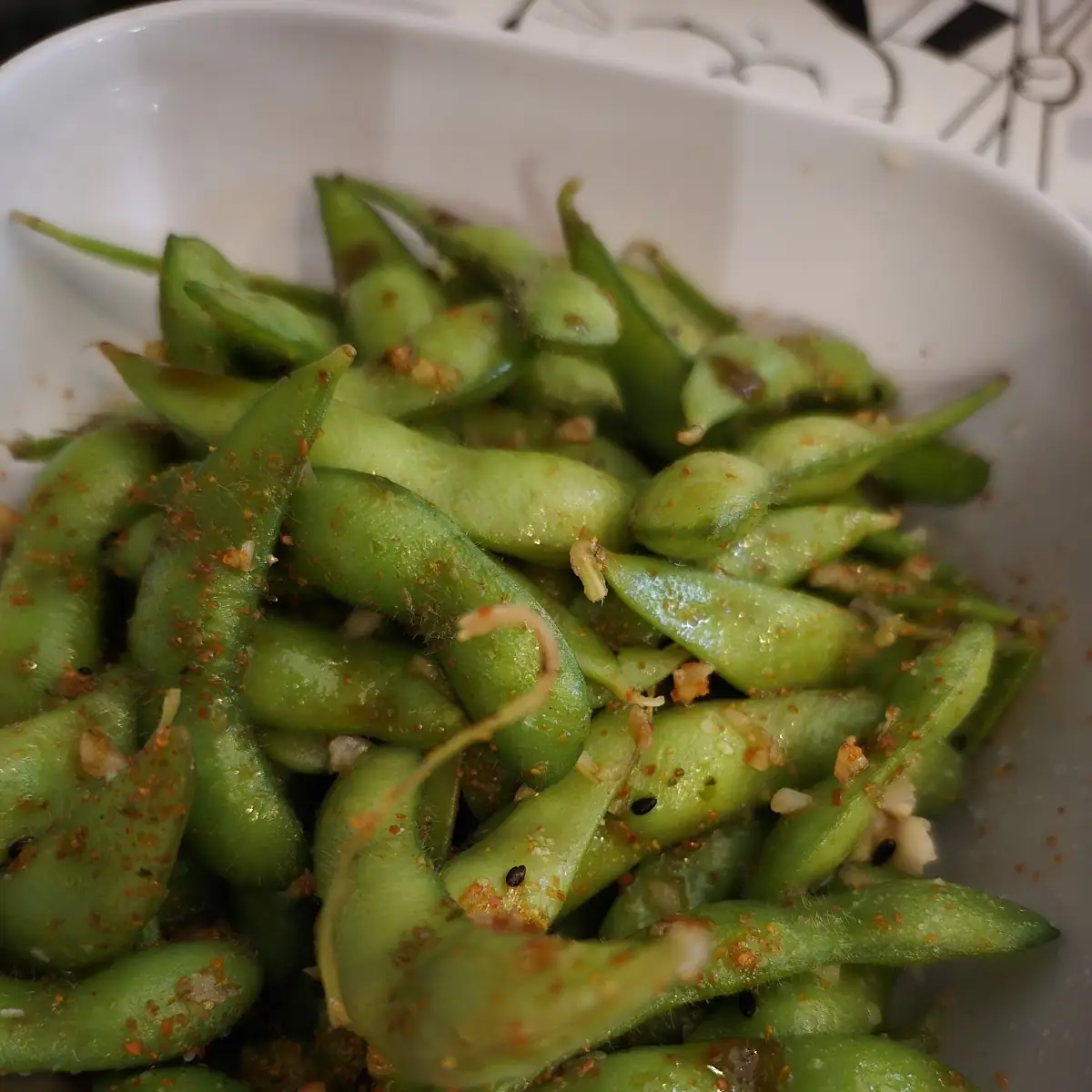 Spicy Garlic Edamame