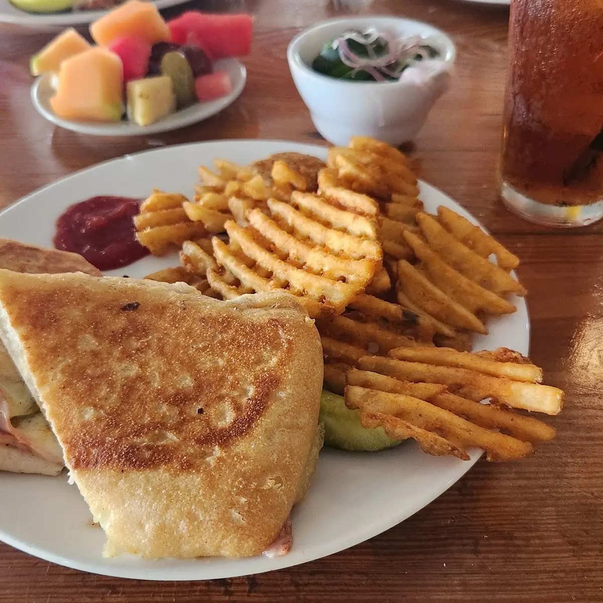 Cuban Panini and Waffle Fries