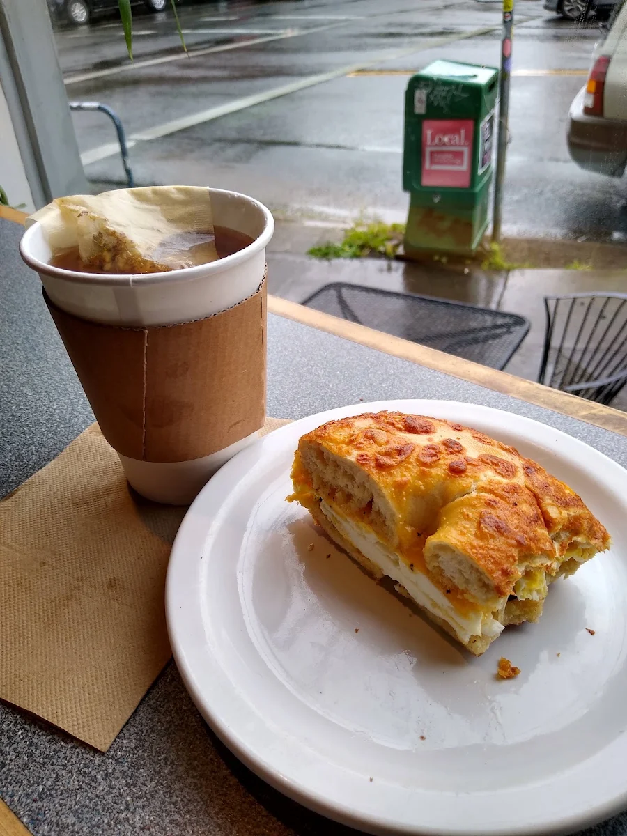 Cheese Bagel with Egg Bacon and Cream Cheese