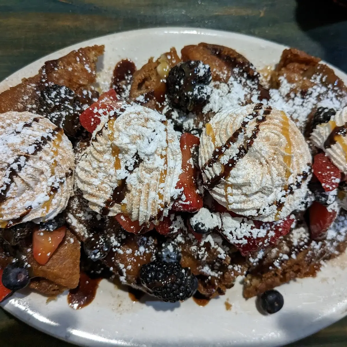 Deep Fried Fruit Covered Funnel Cake