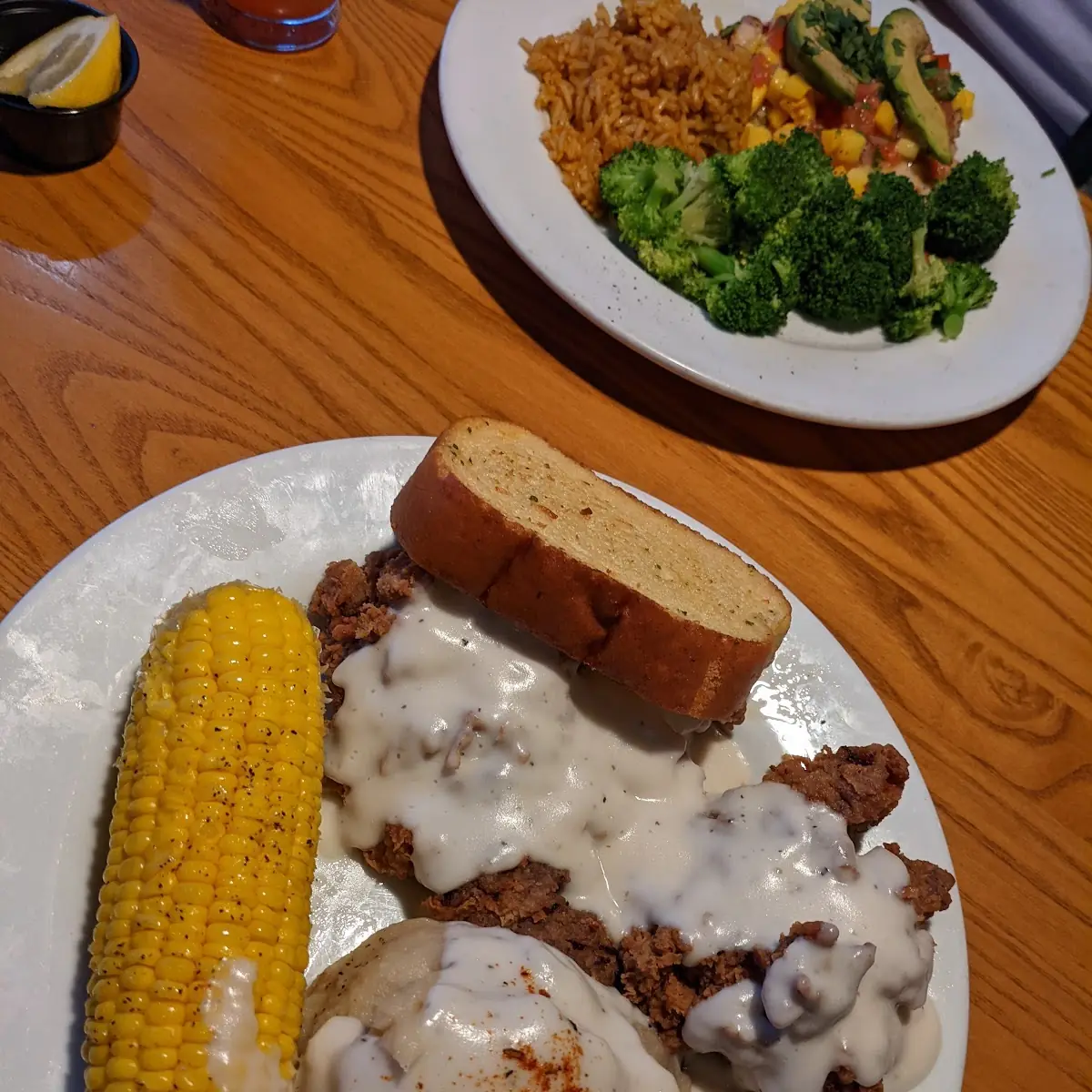 Chicken Fried Steak Mashed Potatoes and Corn on the Cob