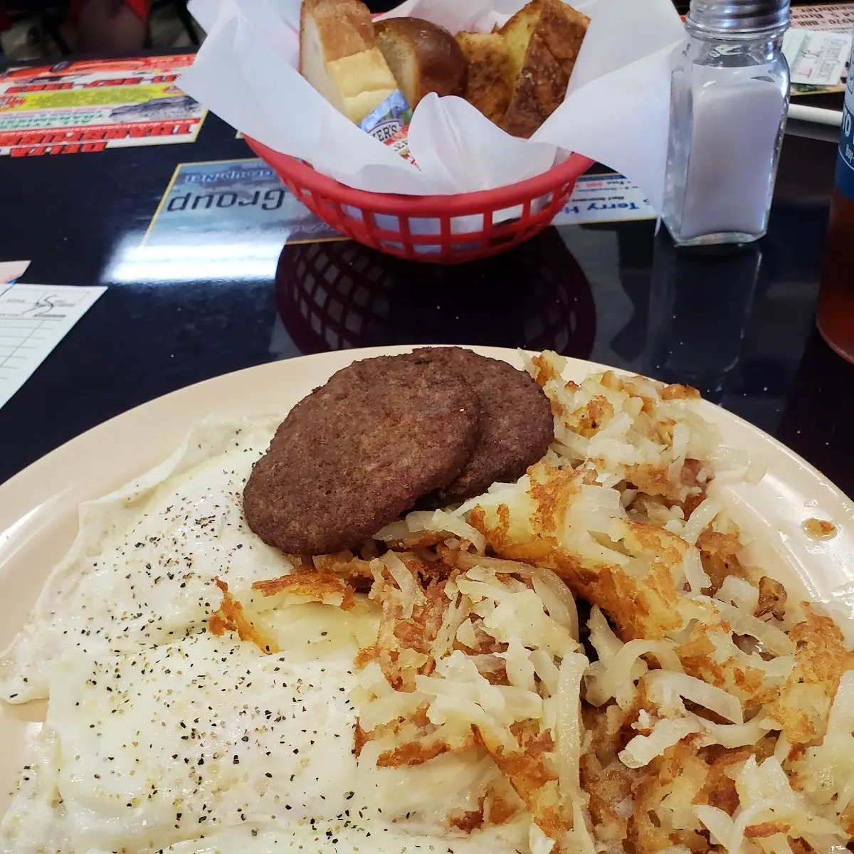 3 Eggs Sausage Hash Browns & Homemade Bread