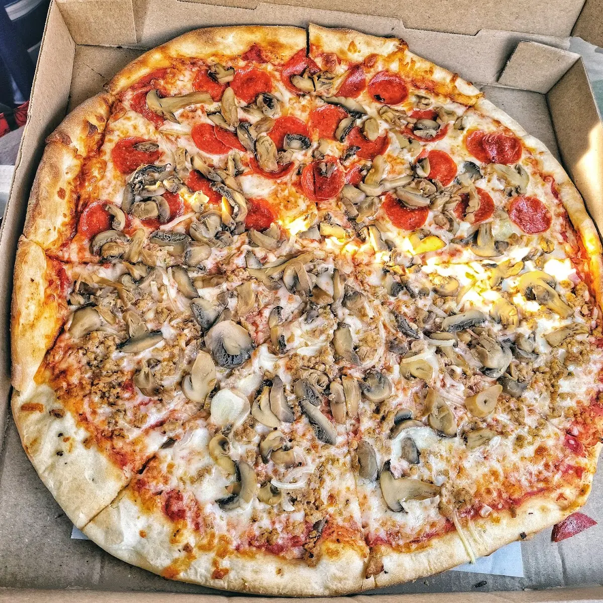 18 Half Pepperoni Half Sausage Pizza