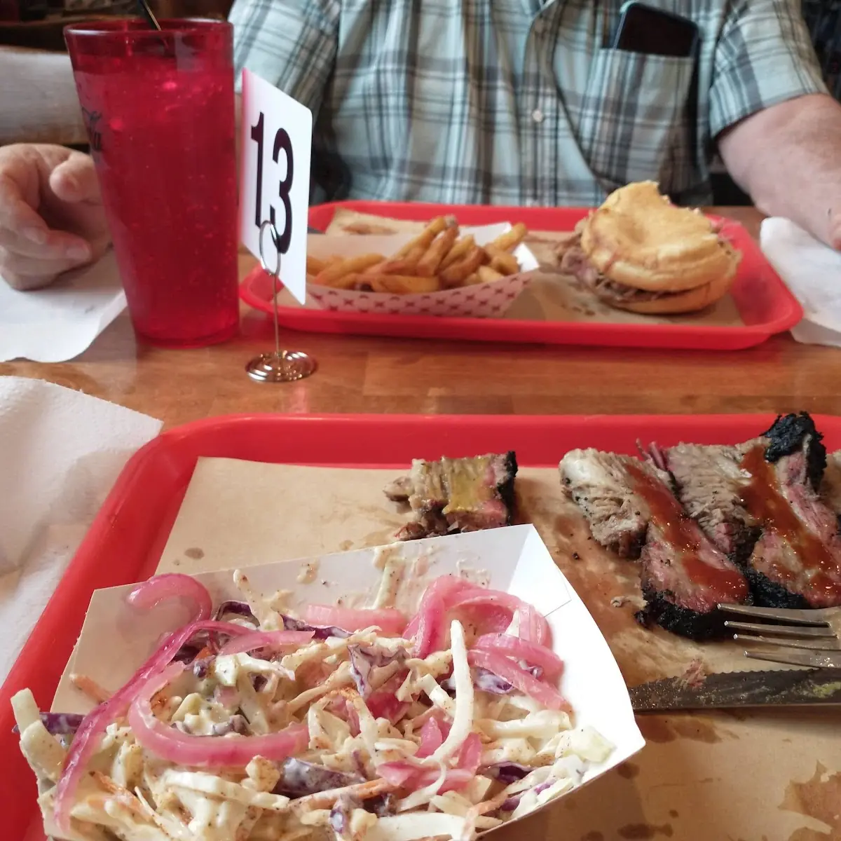 Smoked Brisket Plate and Pulled Pork Sandwich