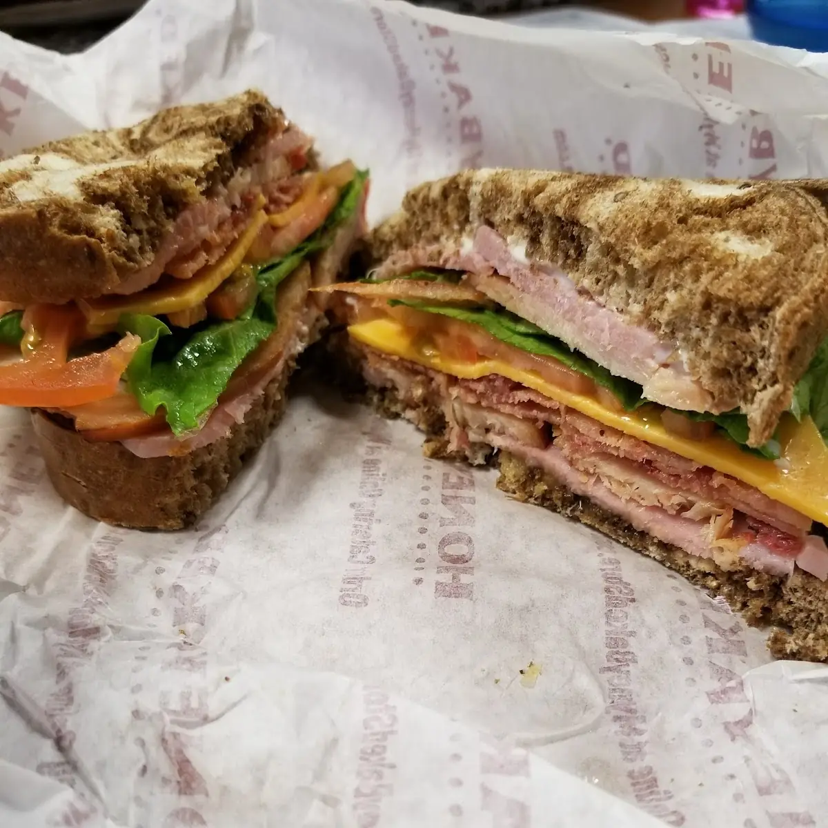 Honey Baked Club Sandwich w Marble Rye Bread