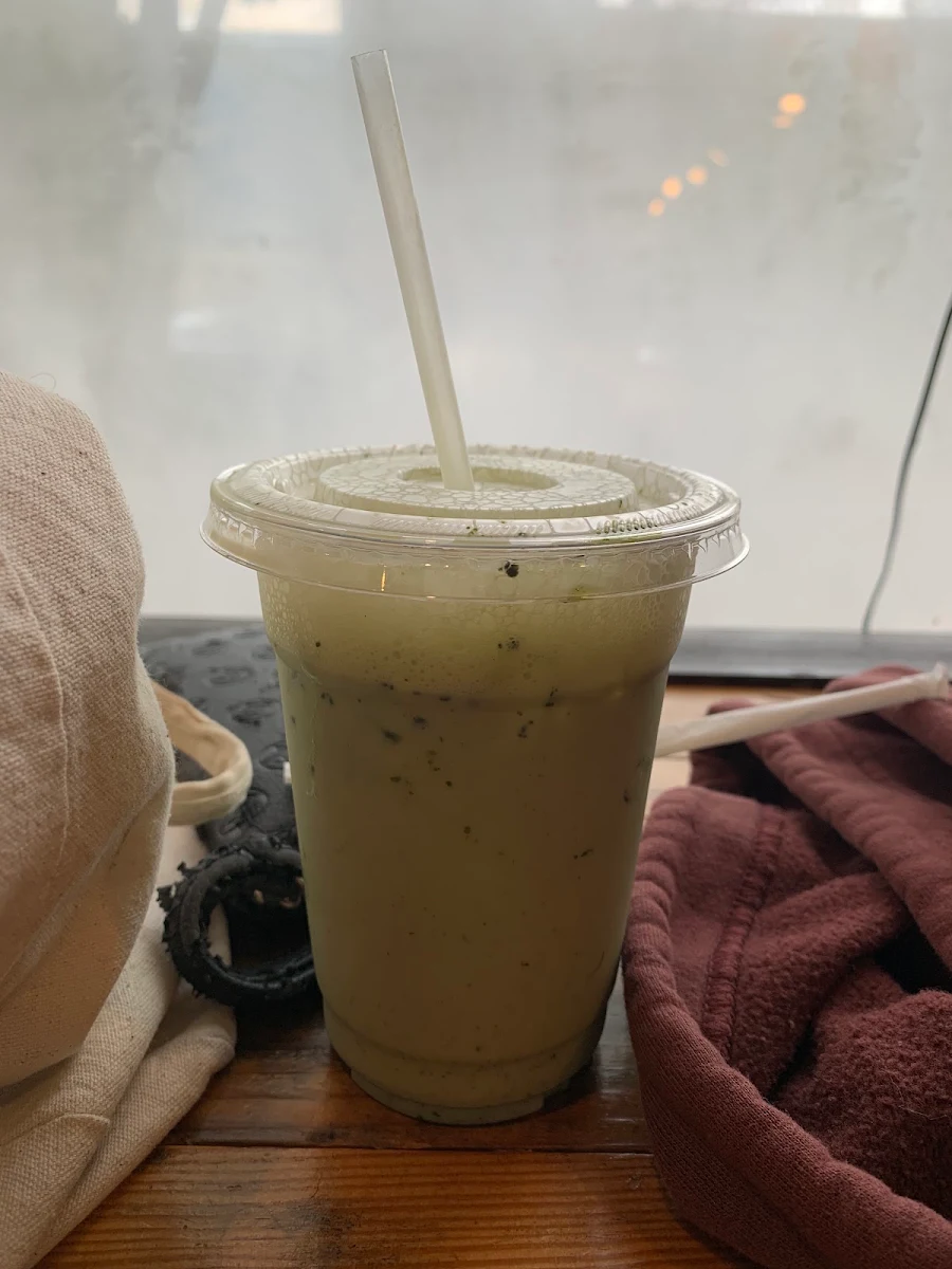 Matcha Latte with Strawberry Syrup