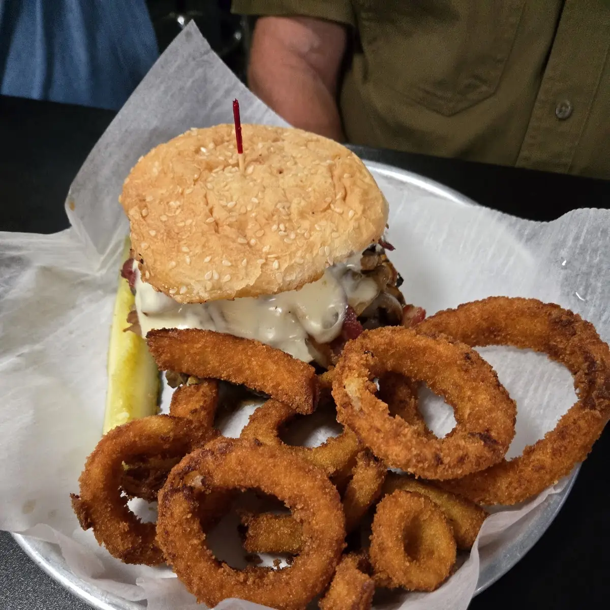 Western Burger and Onion Rings