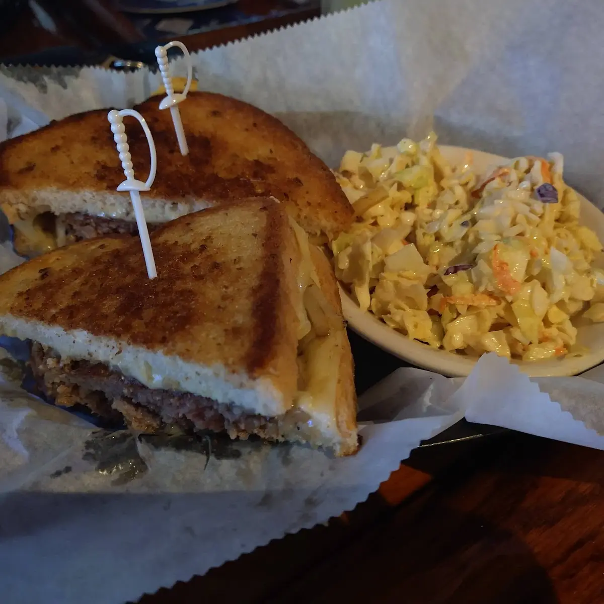 Patty Melt with Coleslaw