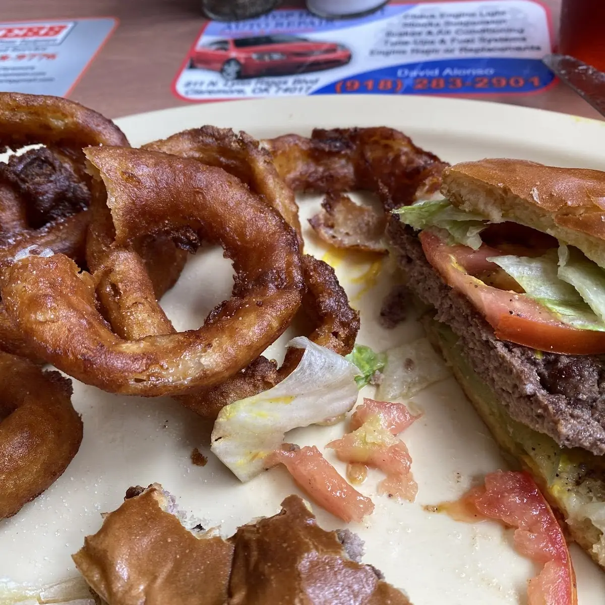 Hamburger and Onion Rings