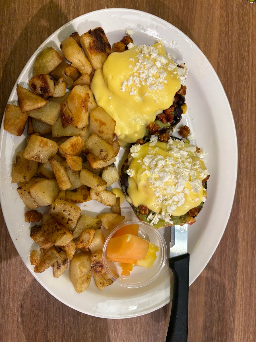 Black Bean Benedict, Stacked Pancake & Breakfast House