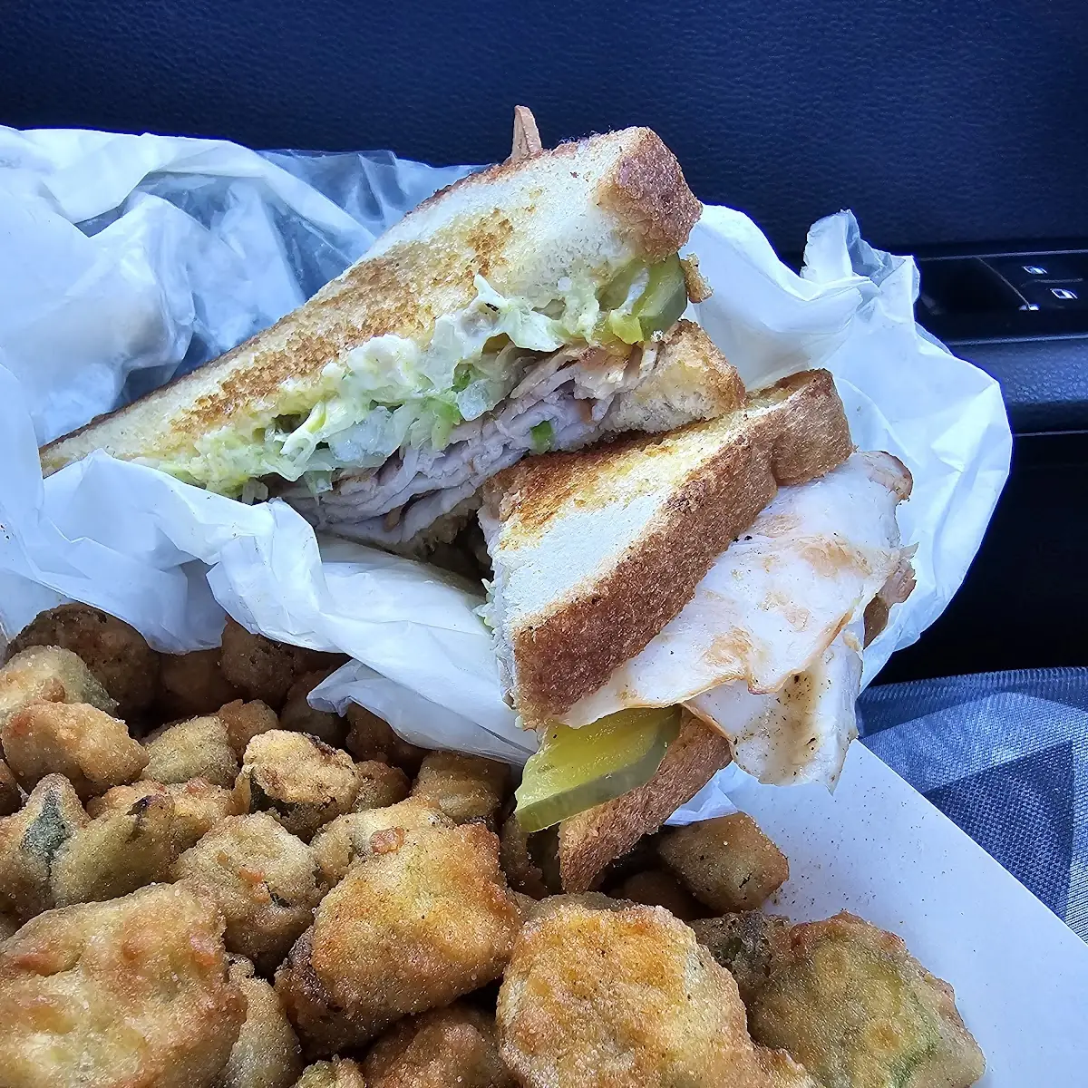 Turkey Sandwich and Fried Okra