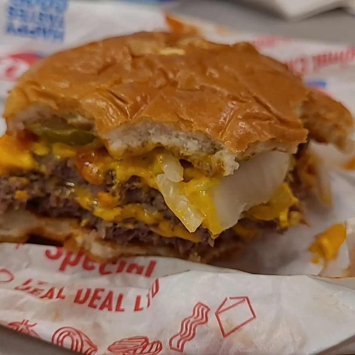 Double Cheeseburger with Onions Added