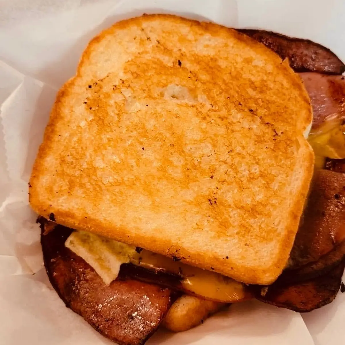 Fried Bologna & American Cheese Sandwich