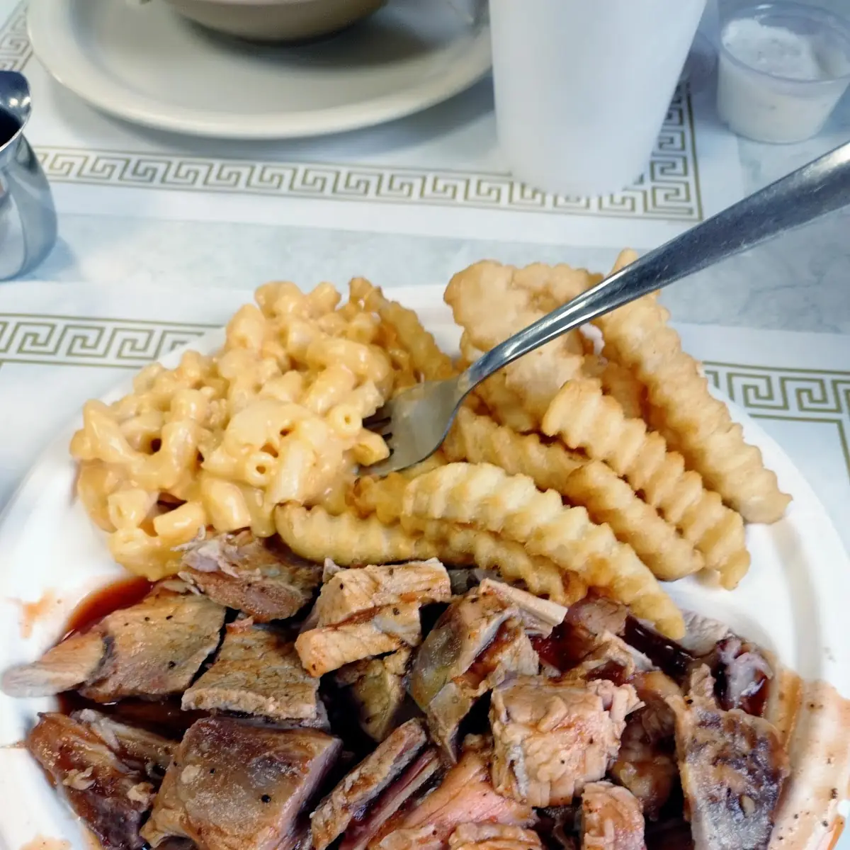 Coarse Chopped Pork w Mac & Cheese