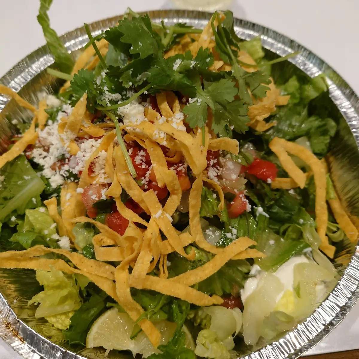 Salad with Rice Beans and Steak
