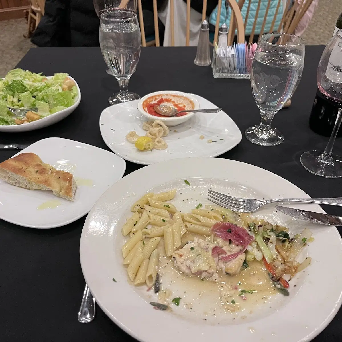 Caesar Salad Calamari Fritti Chicken Saltimbocca