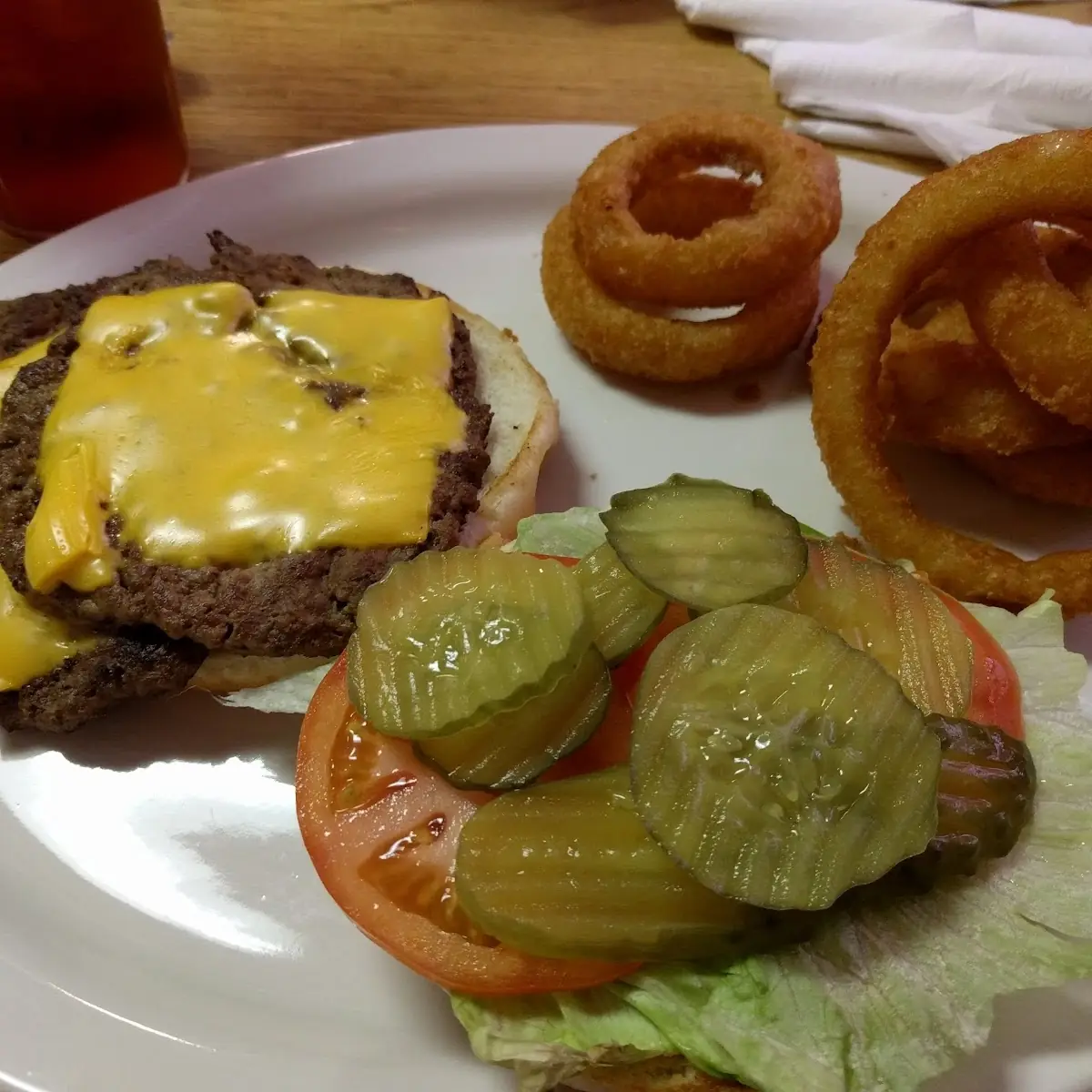 Double Cheeseburger with Onion Rings