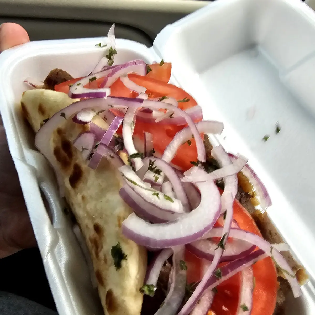Red Onions on Gyro Nah