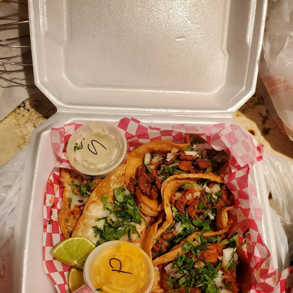 Shrimp Tacos and Spicy Pork Tacos