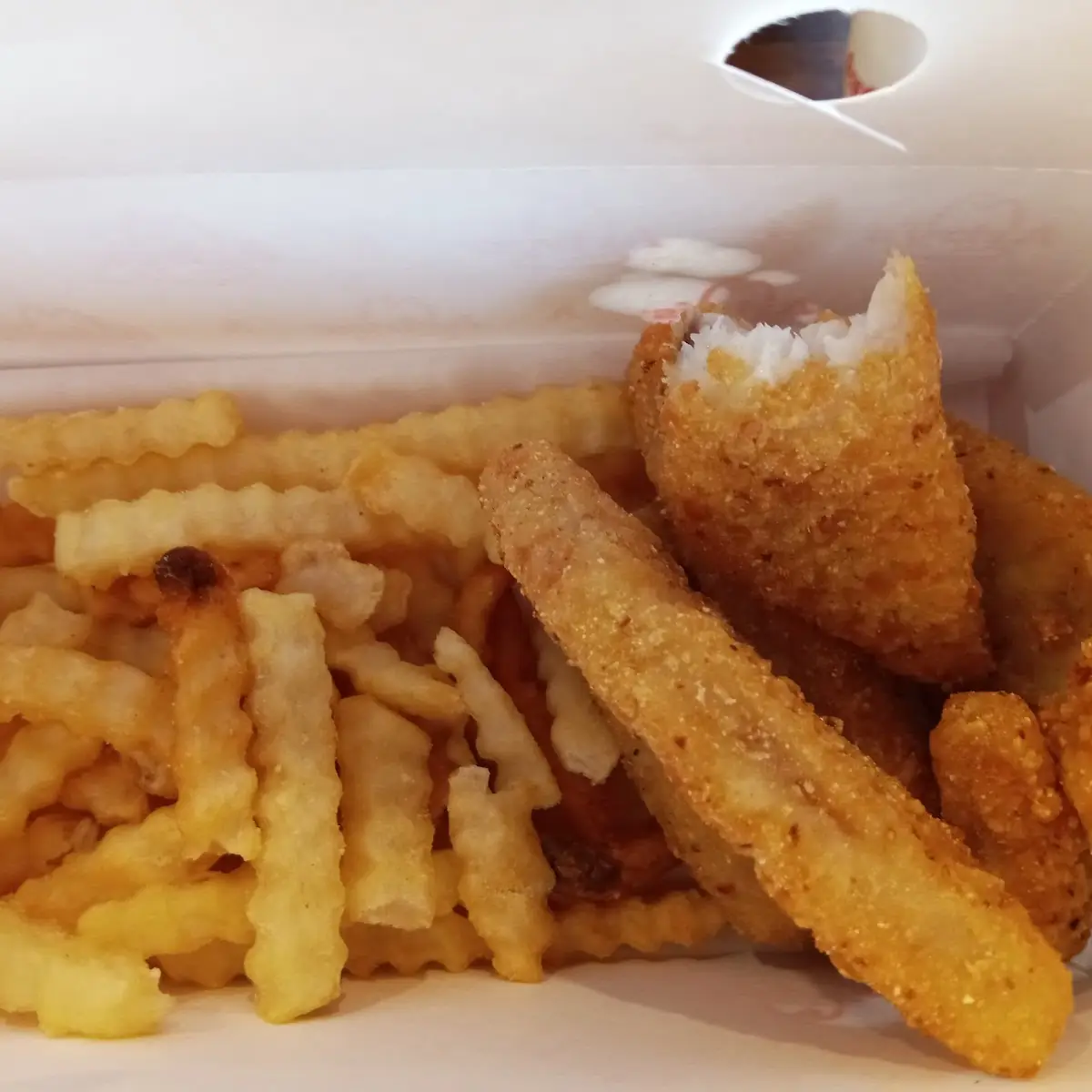 Breaded Fish Nuggets and Crinkle Cut Fries