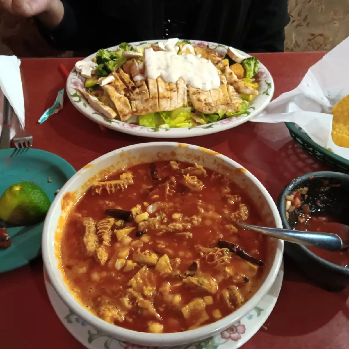 Menudo and Grilled Chicken Salad