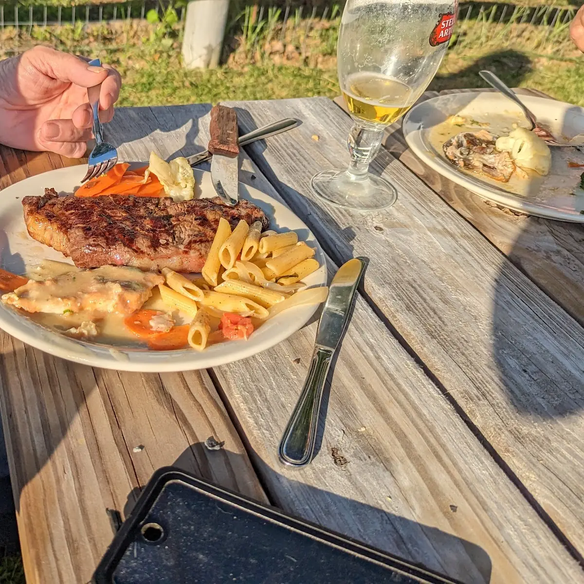 Grilled Strip Steak Would Pasta Mixed Vegetables
