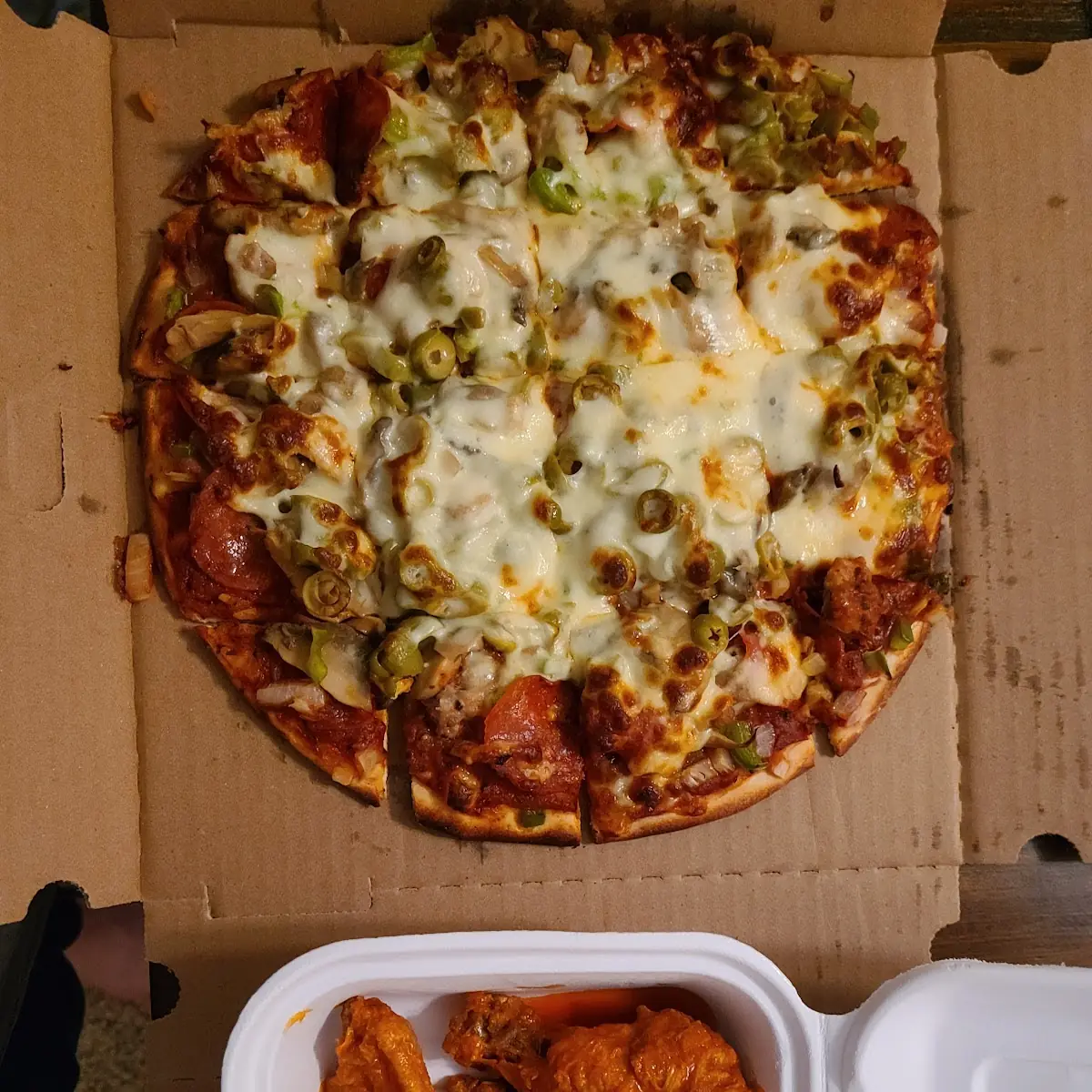House Special Pizza and Buffalo Wings
