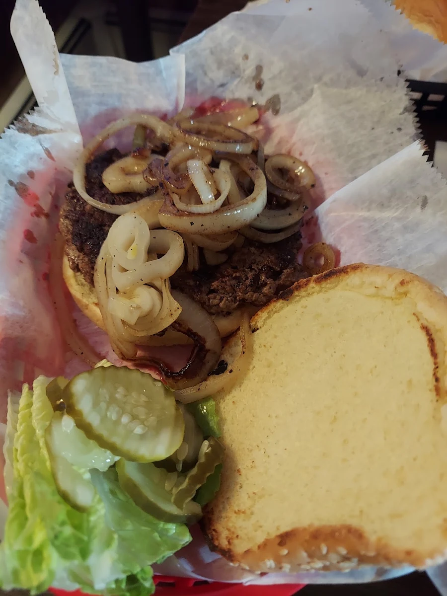 Basement Burger with Grilled Onions