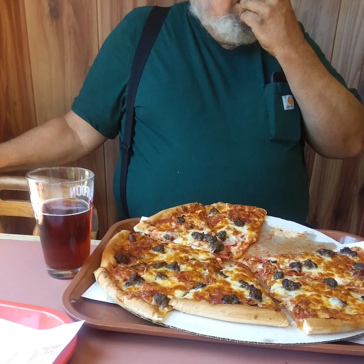 Meat Lovers Pizza and 603 Beer