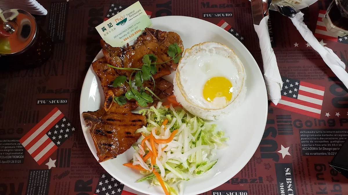 Grill Pork Chol on Steamed Rive with Egg, Phở Pasteur Restaurant