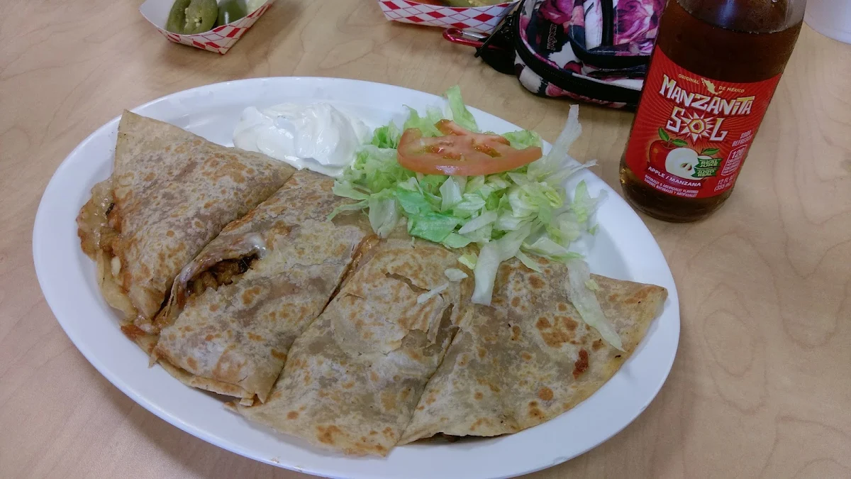 Pollo Quesadilla and Asada Taco
