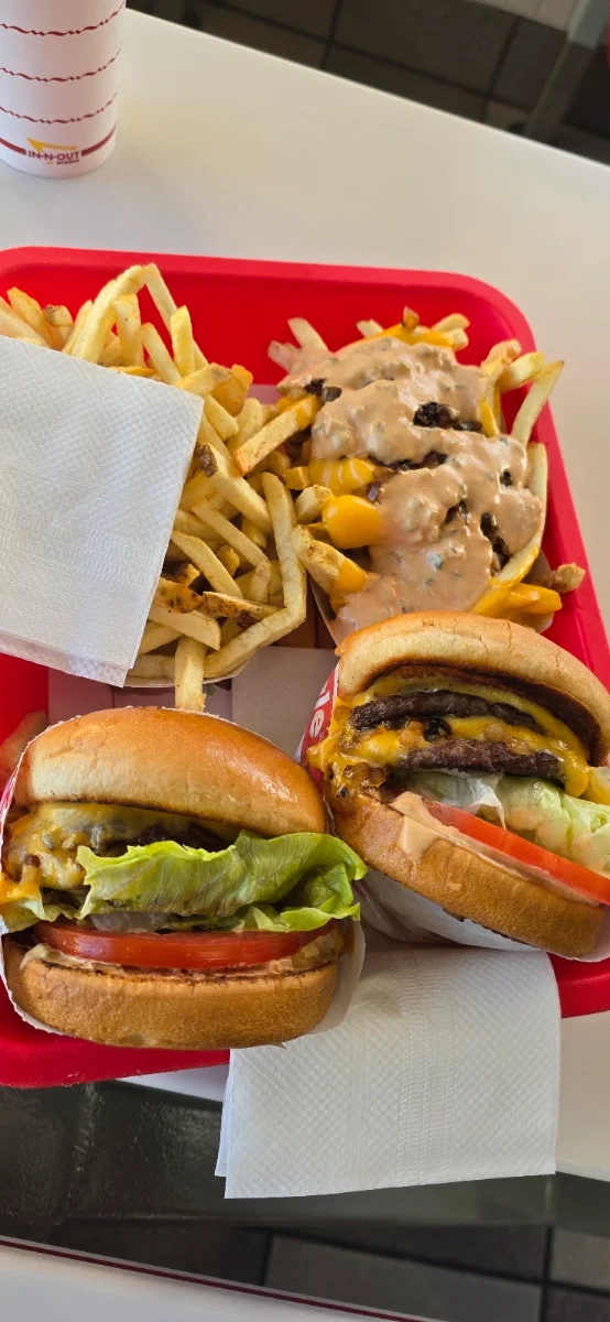 Double Double Cheeseburger and Fries with Cheese