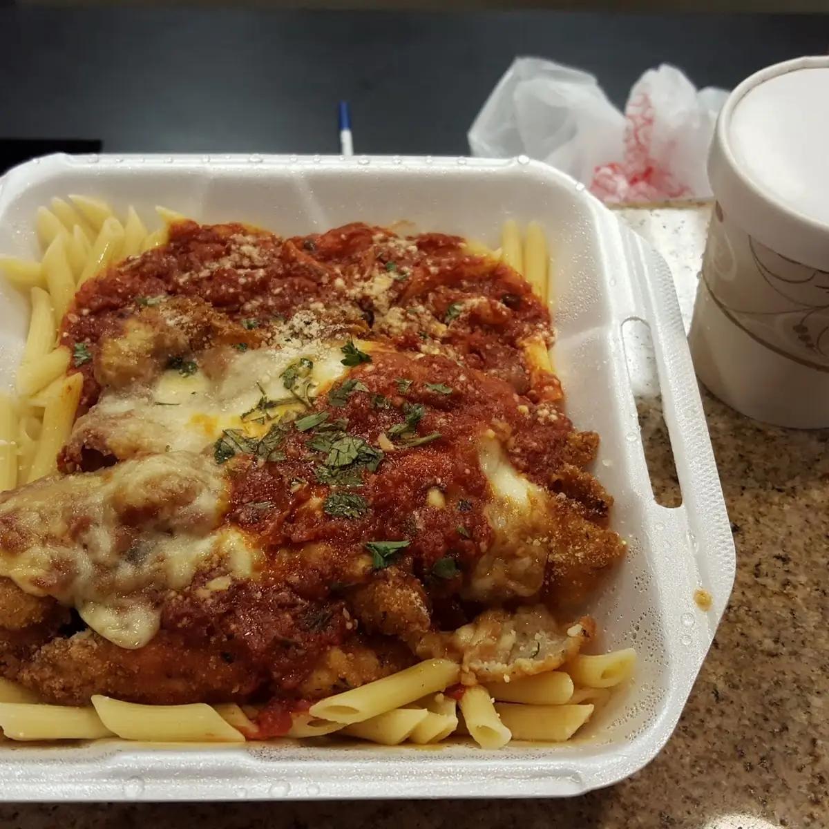 Chicken Parm on Penne