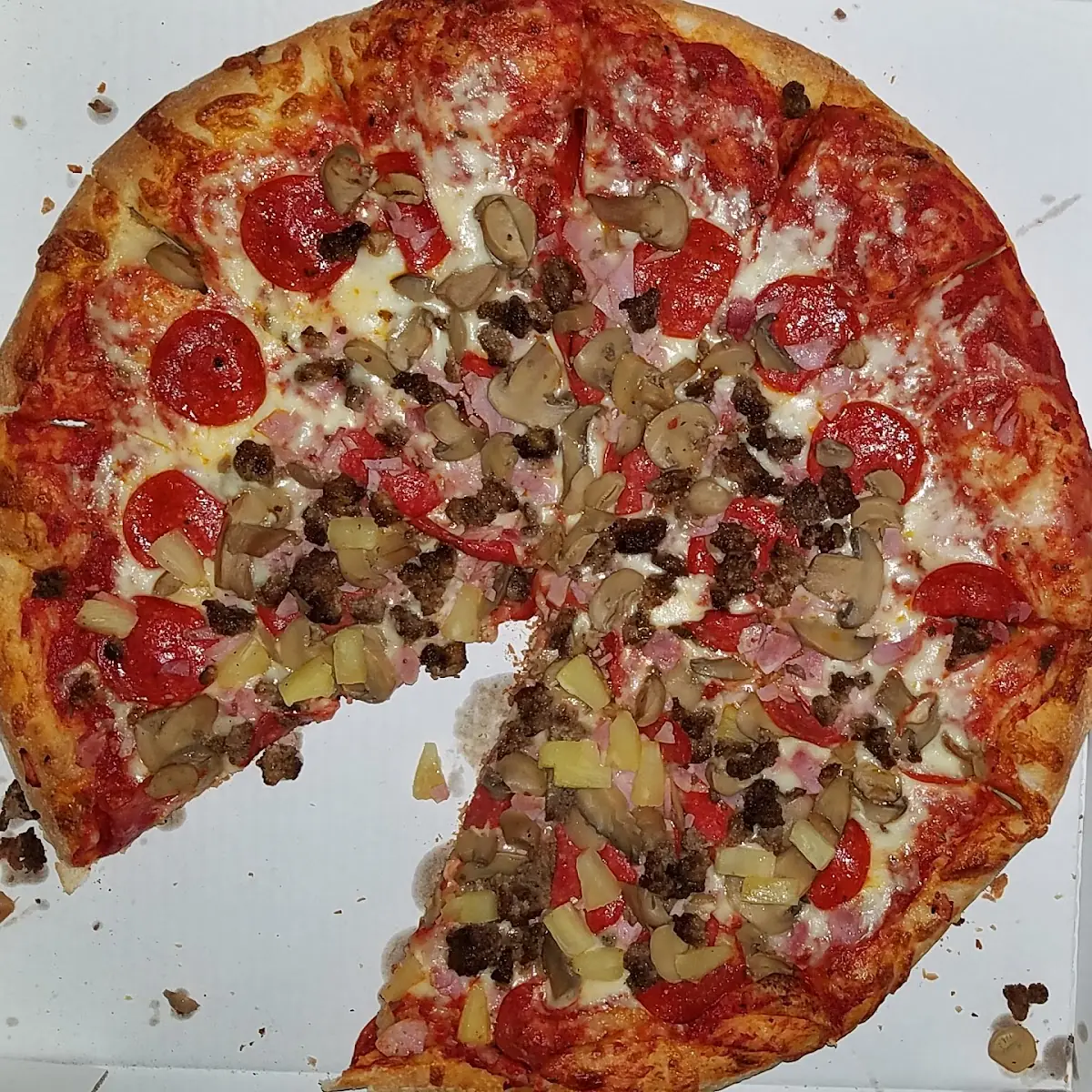 Meat Lovers Pizza Mushrooms Pineapple